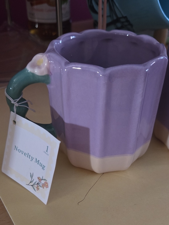 Target Other - Target Lavender and Cream Floral Handle Novelty Mug/Set Of 2